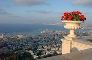 view of Haifa bay from the Bahai gardens